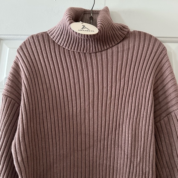 ANRABESS Women Oversized Mauve Turtleneck Sweater Dress. Size medium. - Picture 4 of 11